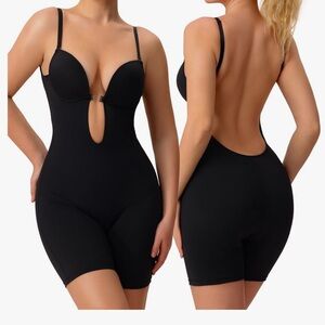 NWT Slimers Backless Tummy Control Shapewear Low Back Plunge Bodysuit Shaper